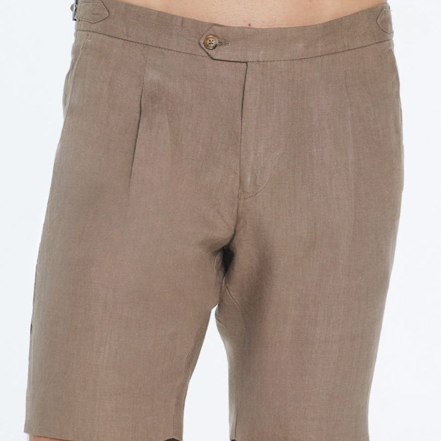 Marco Linen Taupe Shorts | Moeva | Shorts | Each week unveils new pieces—luxury swimwear, fluid resort silhouettes, and elevated summer-to-evening essentials designed to carry you from coastal escapes to city nights.
