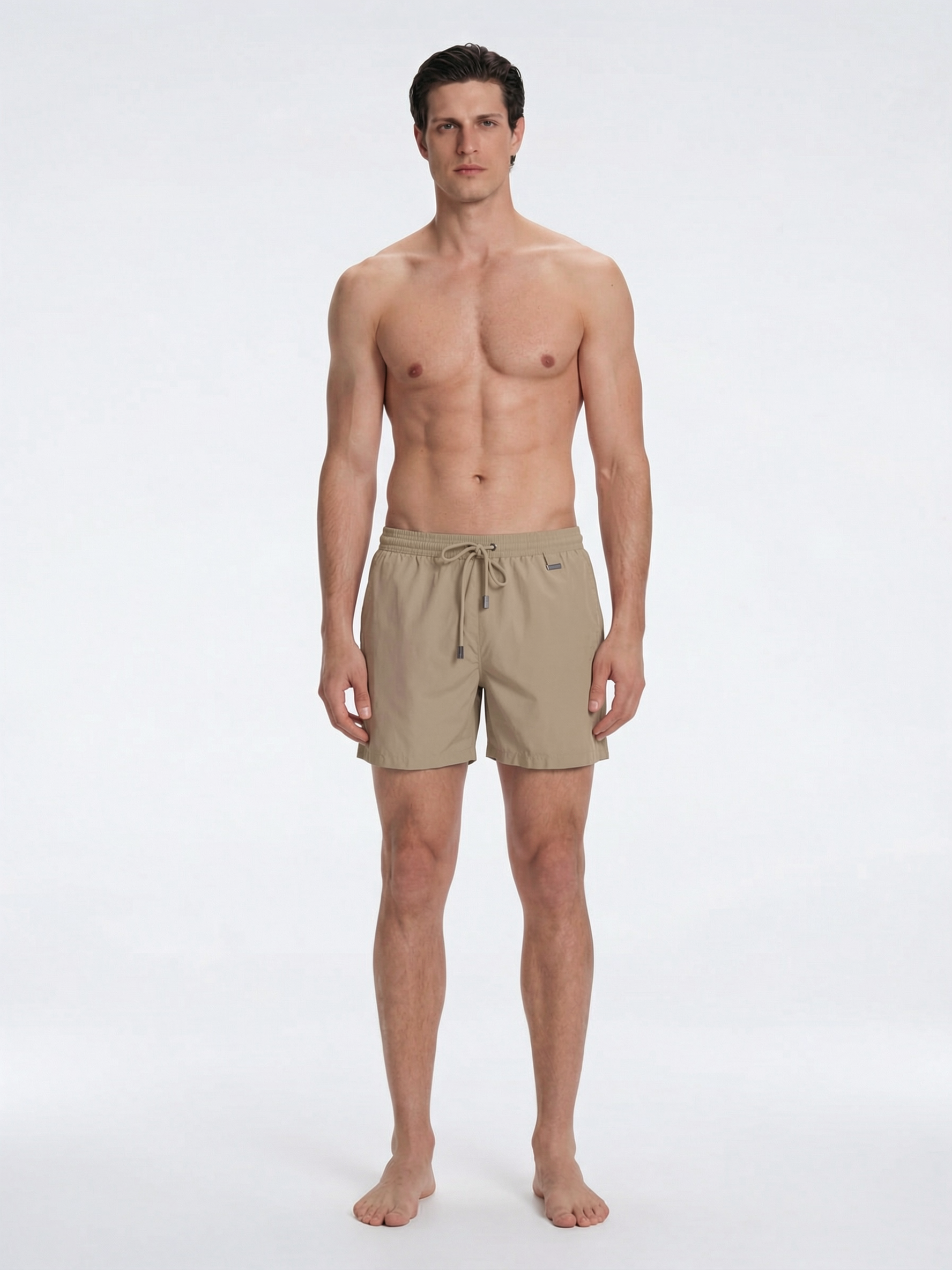 Louis Khaki Quick-Dry Swim Shorts | Moeva | Shorts | Each week unveils new pieces—luxury swimwear, fluid resort silhouettes, and elevated summer-to-evening essentials designed to carry you from coastal escapes to city nights.