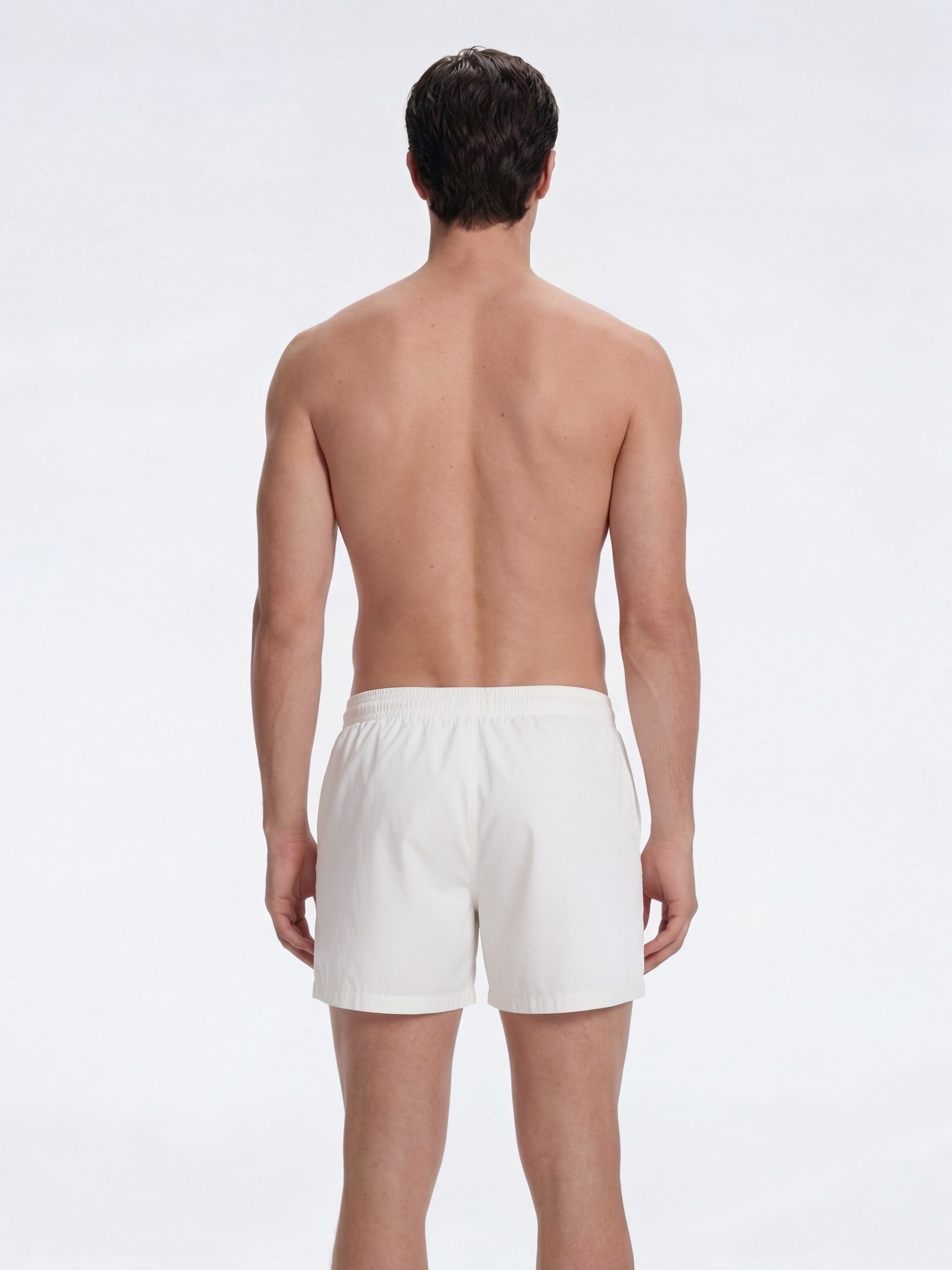 Louis White Mid Thigh Length Men Swim Shorts - Moeva