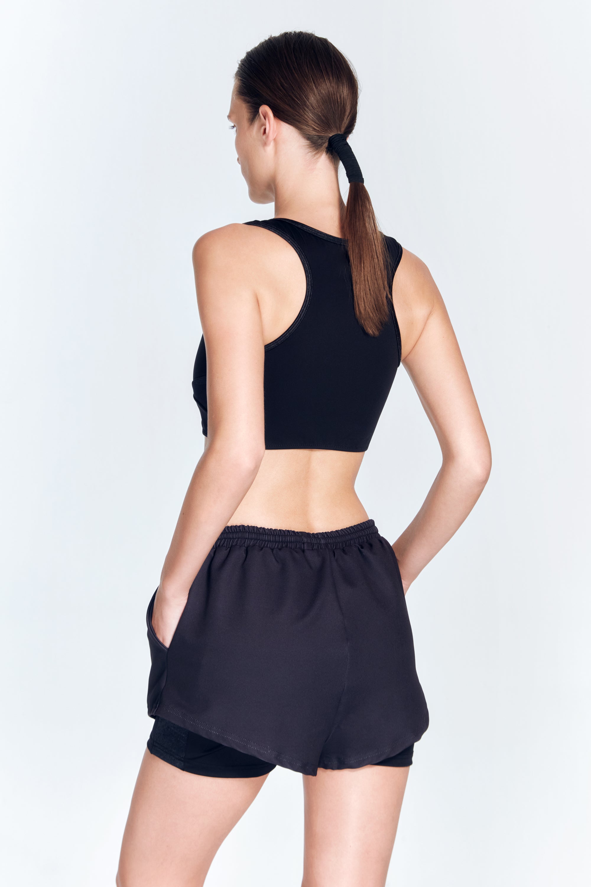 Ondine Black Shorts | Moeva | Activewear | Each week unveils new pieces—luxury swimwear, fluid resort silhouettes, and elevated summer-to-evening essentials designed to carry you from coastal escapes to city nights.