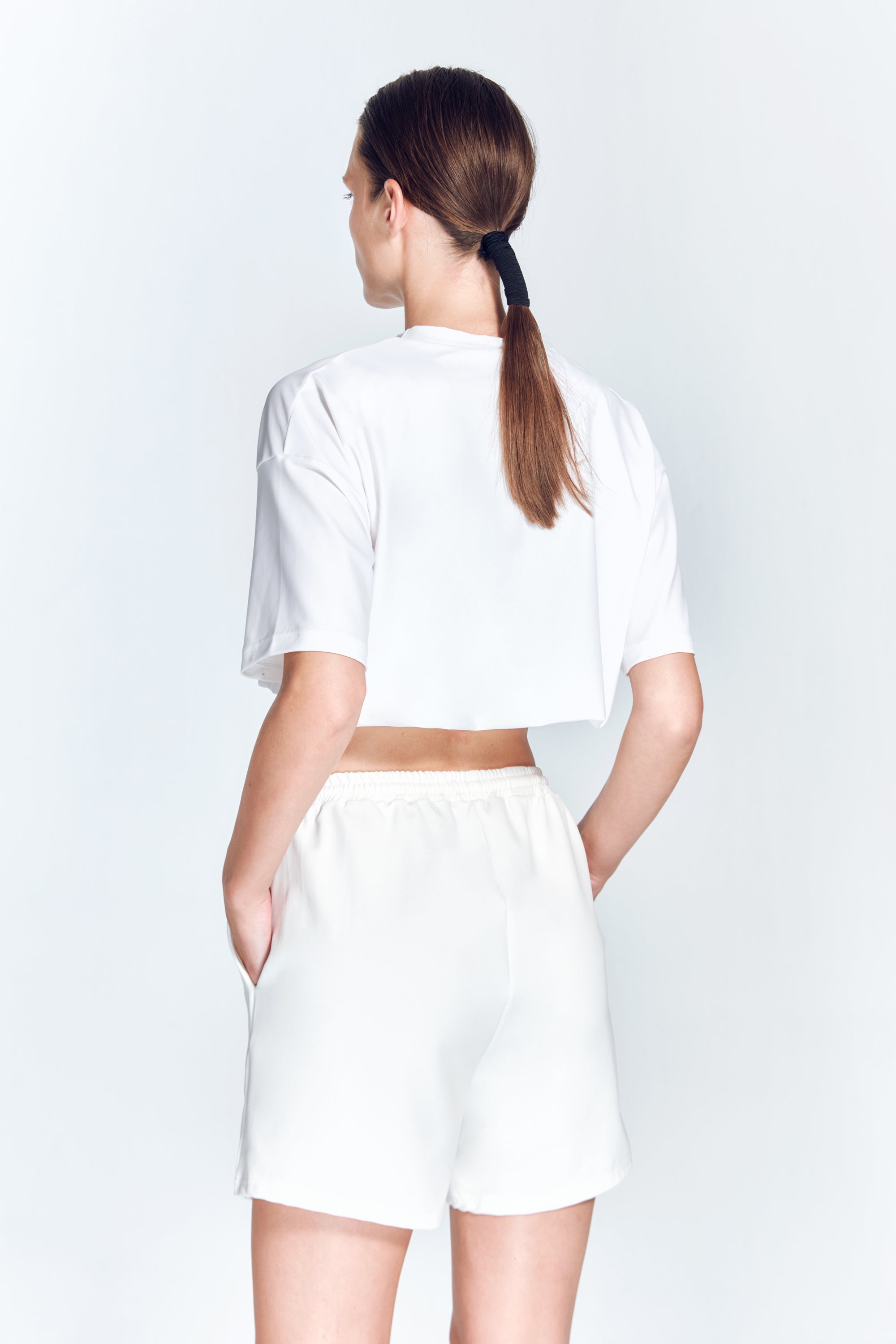 Linette White Shorts | Moeva | Activewear | Each week unveils new pieces—luxury swimwear, fluid resort silhouettes, and elevated summer-to-evening essentials designed to carry you from coastal escapes to city nights.