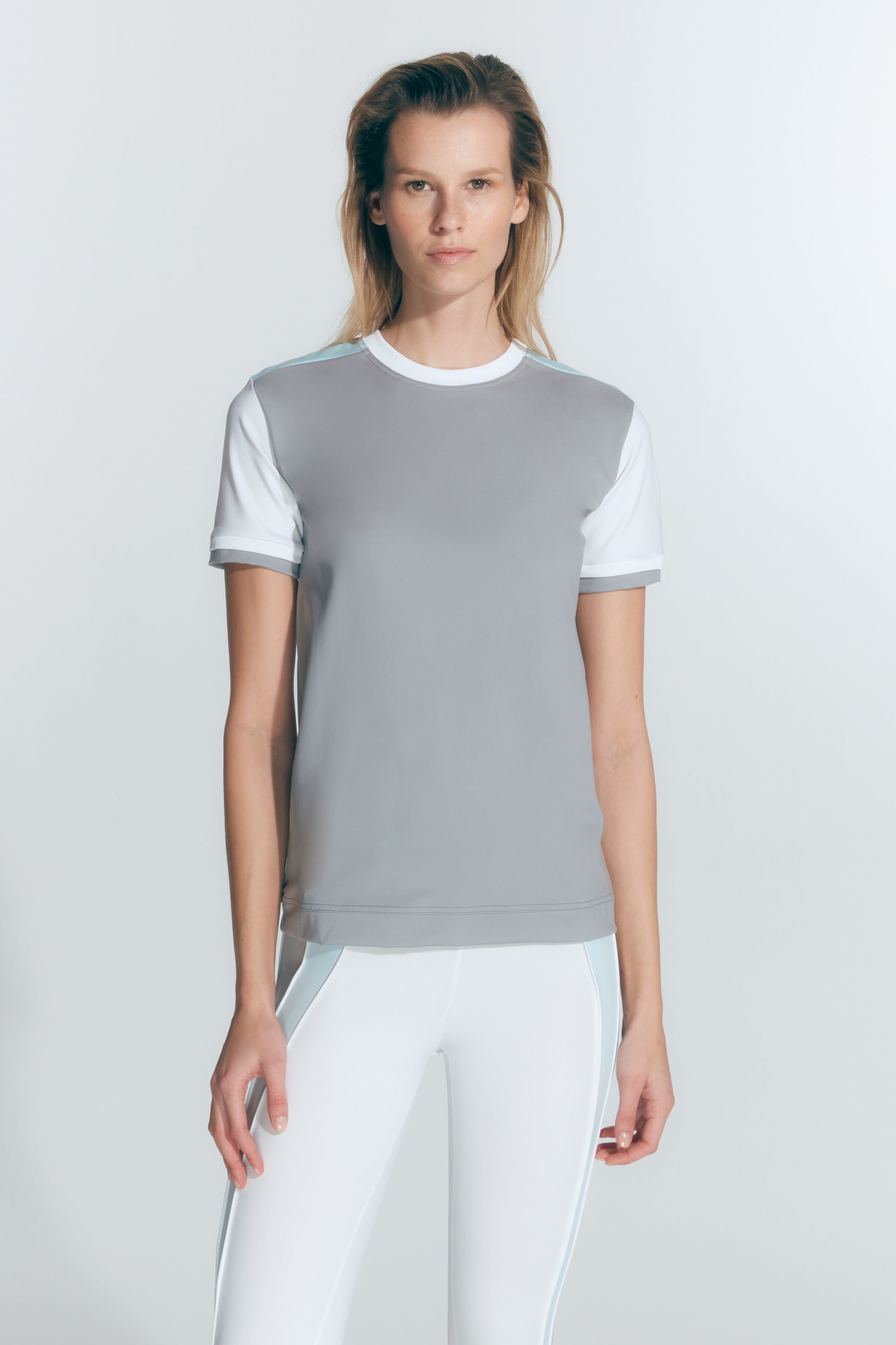 Leticia Green Grey White T-Shirt | Moeva | Sports Bras | Each week unveils new pieces—luxury swimwear, fluid resort silhouettes, and elevated summer-to-evening essentials designed to carry you from coastal escapes to city nights.