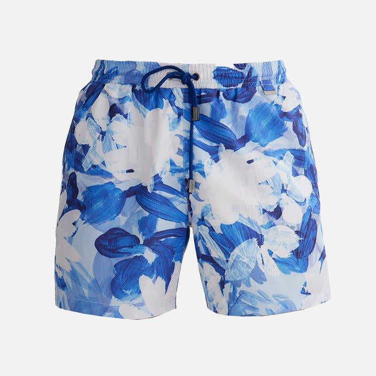 Louis Blue Abstract Quick-Dry Swim Shorts | Moeva | Shorts | Each week unveils new pieces—luxury swimwear, fluid resort silhouettes, and elevated summer-to-evening essentials designed to carry you from coastal escapes to city nights.