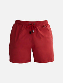 Bring the heat to the beach with the Louis red&nbsp;mid-thigh length men swim shorts this summer. Beach style is not like to old days, going to the beach with a t-shirt and your old swim short is out of fashion. Stylish and cool men should now up their game with a relaxed but classy ensemble. You will love the Louis red&nbsp;mid -thigh length men swim shorts with an elastic waistband. It will be a forever piece you’ll pack to your luxurious vacations.&nbsp;  Ultra-Light Quick-Dry Louis was the first-ever sh