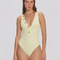 Naida Yellow V Neck Textured One Piece Swimsuit | Moeva | Swimsuit | Each week unveils new pieces—luxury swimwear, fluid resort silhouettes, and elevated summer-to-evening essentials designed to carry you from coastal escapes to city nights.