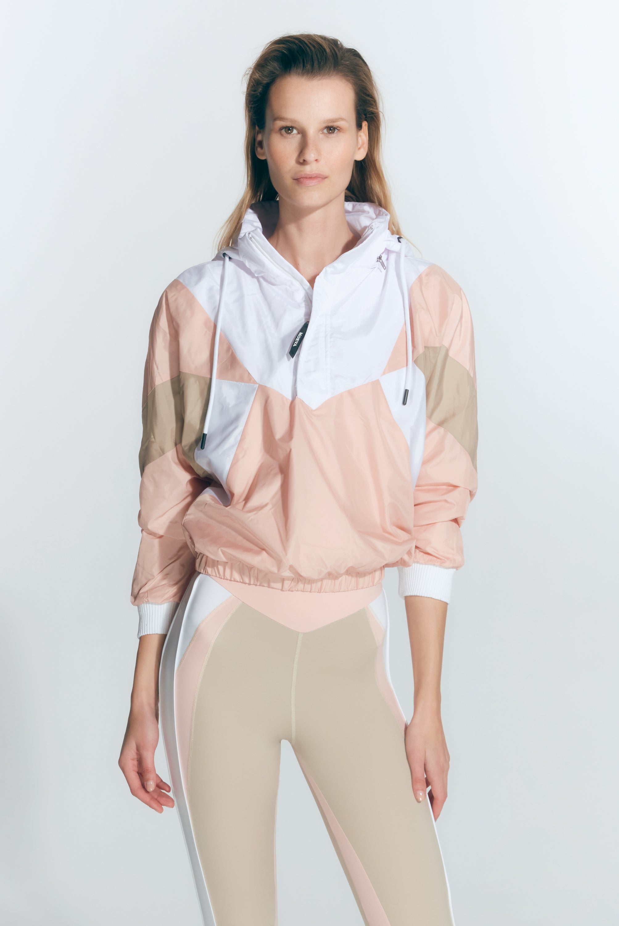 Virginia Pink/Nude/White Jacket | Moeva | Activewear | Each week unveils new pieces—luxury swimwear, fluid resort silhouettes, and elevated summer-to-evening essentials designed to carry you from coastal escapes to city nights.