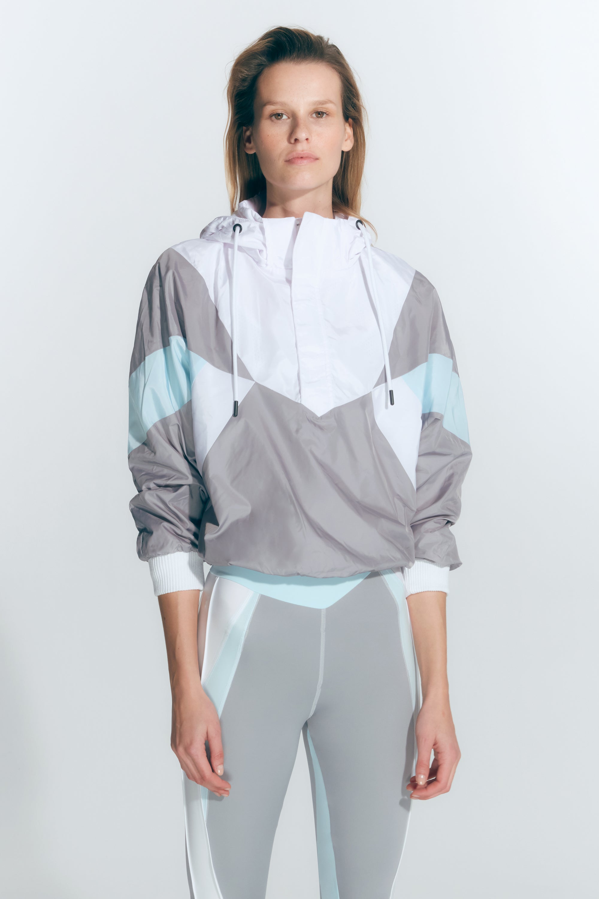 Virginia Green/Grey/White Jacket | Moeva | Activewear | Each week unveils new pieces—luxury swimwear, fluid resort silhouettes, and elevated summer-to-evening essentials designed to carry you from coastal escapes to city nights.