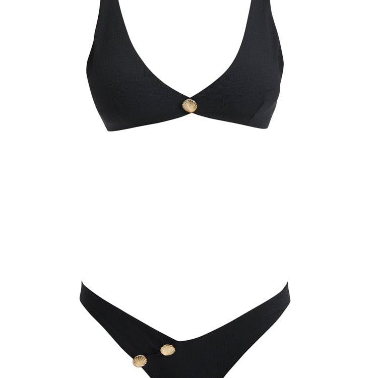 Merve Oflaz - Aeron Black V Neck Textured Mid Coverage Bikini Set | Moeva | Bikini Set | Each week unveils new pieces—luxury swimwear, fluid resort silhouettes, and elevated summer-to-evening essentials designed to carry you from coastal escapes to city nights.