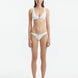  Aeron White Bikini Bottom with hipster design, featuring shell-shaped gold button details.