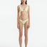  Aeron Yellow Bikini Top with classic scoop neck and shell-shaped gold button details.