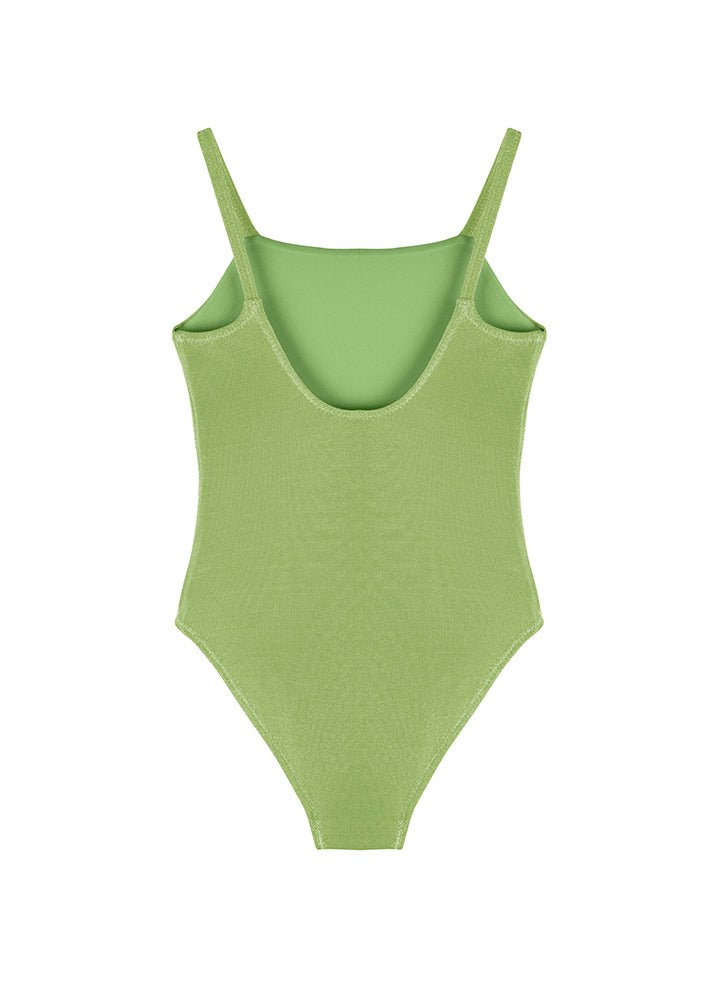 Amalia Green One Piece With Square Neck -Kids Swimsuits Moeva