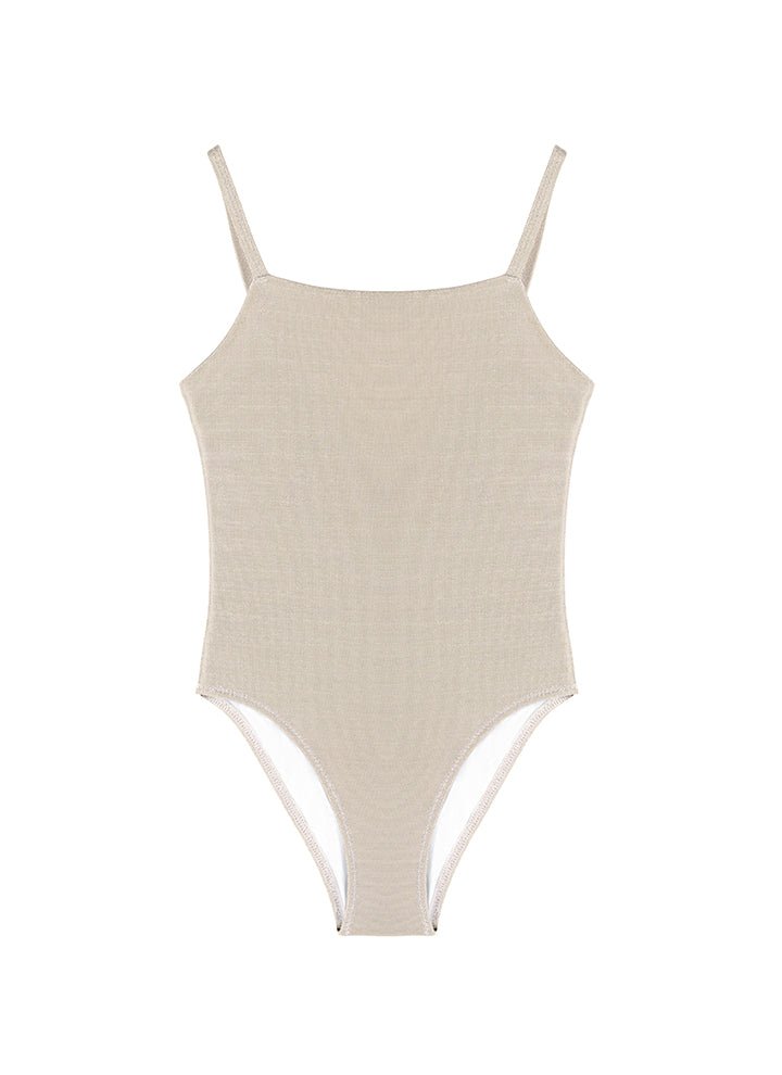 Amalia Silver One Piece With Square Neck -Kids Swimsuits Moeva