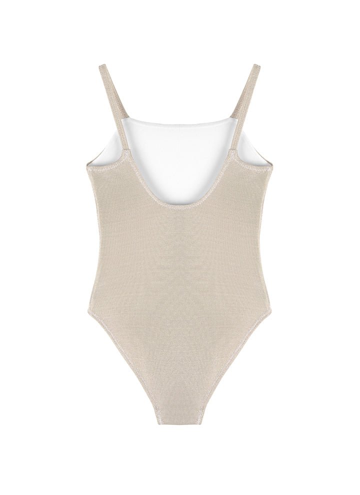 Amalia Silver One Piece With Square Neck -Kids Swimsuits Moeva
