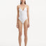 Anahita White Swimsuit with wavy textured top and calming white hue.