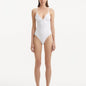 Anahita White Swimsuit with wavy textured top and calming white hue.