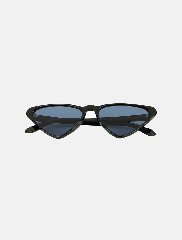 Front View of Aurora Black Sunglasses - Molded Nose Pads, 100% UV protection, Made in Italy, Acetate, Tinted Lenses, MOEVA Luxury  Swimwear     