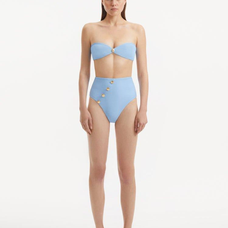 Baia Baby Blue High Waist Bikini Bottom | Moeva | Bikini Bottom | Each week unveils new pieces—luxury swimwear, fluid resort silhouettes, and elevated summer-to-evening essentials designed to carry you from coastal escapes to city nights.
