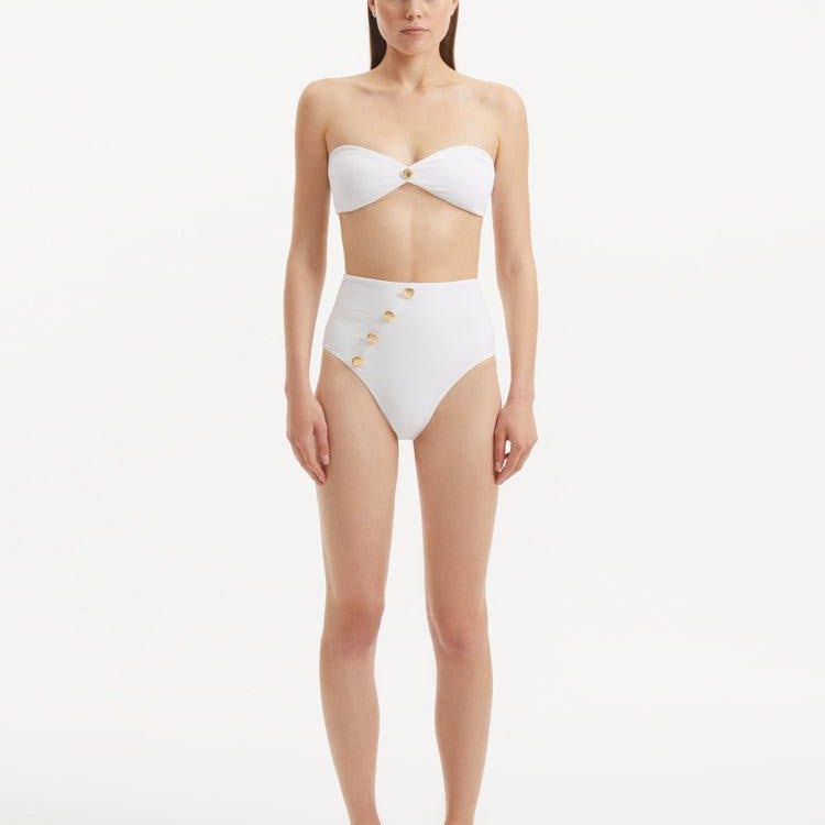Baia White High Waist Bikini Bottom | Moeva | Bikini Bottom | Each week unveils new pieces—luxury swimwear, fluid resort silhouettes, and elevated summer-to-evening essentials designed to carry you from coastal escapes to city nights.