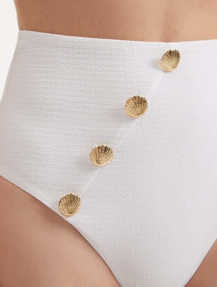 Baia White High Waist Bikini Bottom | Moeva | Bikini Bottom | Each week unveils new pieces—luxury swimwear, fluid resort silhouettes, and elevated summer-to-evening essentials designed to carry you from coastal escapes to city nights.