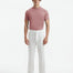 Front view of Baron Pink T-Shirt on model, highlighting the vibrant color and high-quality knit fabric.