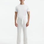 Front view of Baron White T-Shirt on model, highlighting the slim fit and breathable fabric.