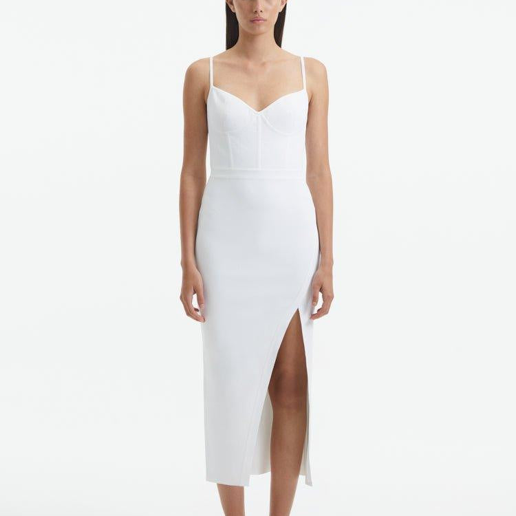 Aslışah Alkoçlar - Beau White Sleeveless Knitted Long Dress with Side Slit | Moeva | Dress | Each week unveils new pieces—luxury swimwear, fluid resort silhouettes, and elevated summer-to-evening essentials designed to carry you from coastal escapes to city nights.