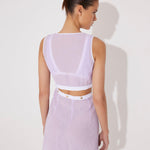 "Back view of Blanca Dress highlighting its open back and elegant design."