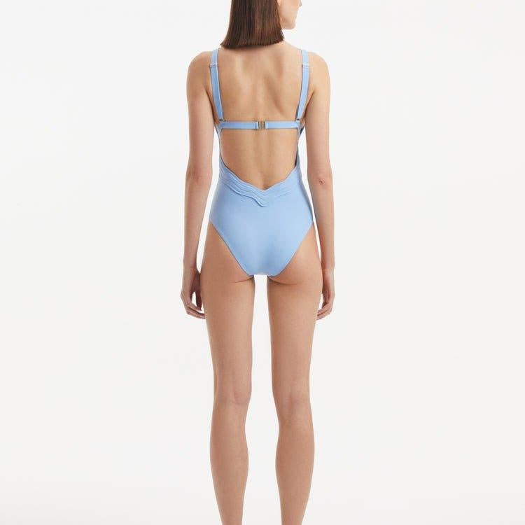 Breena Baby Blue V Neck Swimsuit | Moeva | Swimsuit | Each week unveils new pieces—luxury swimwear, fluid resort silhouettes, and elevated summer-to-evening essentials designed to carry you from coastal escapes to city nights.