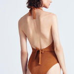 Bridget Shiny Orange Swimsuit -Swimsuit Moeva