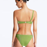 Calix Green Mid-Rise Bikini Bottom With Clear Glass Hoop Accessory -Bikini Bottom Moeva