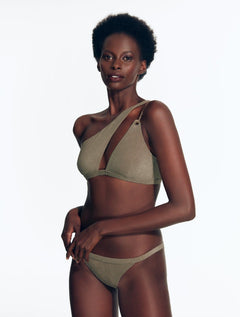 Carol Shiny Green Bikini Top -Bikini Top Moeva
