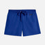 "Front view of Charlie Dark Blue Kids Swim Shorts, showing the elastic waistband and adjustable drawstring."