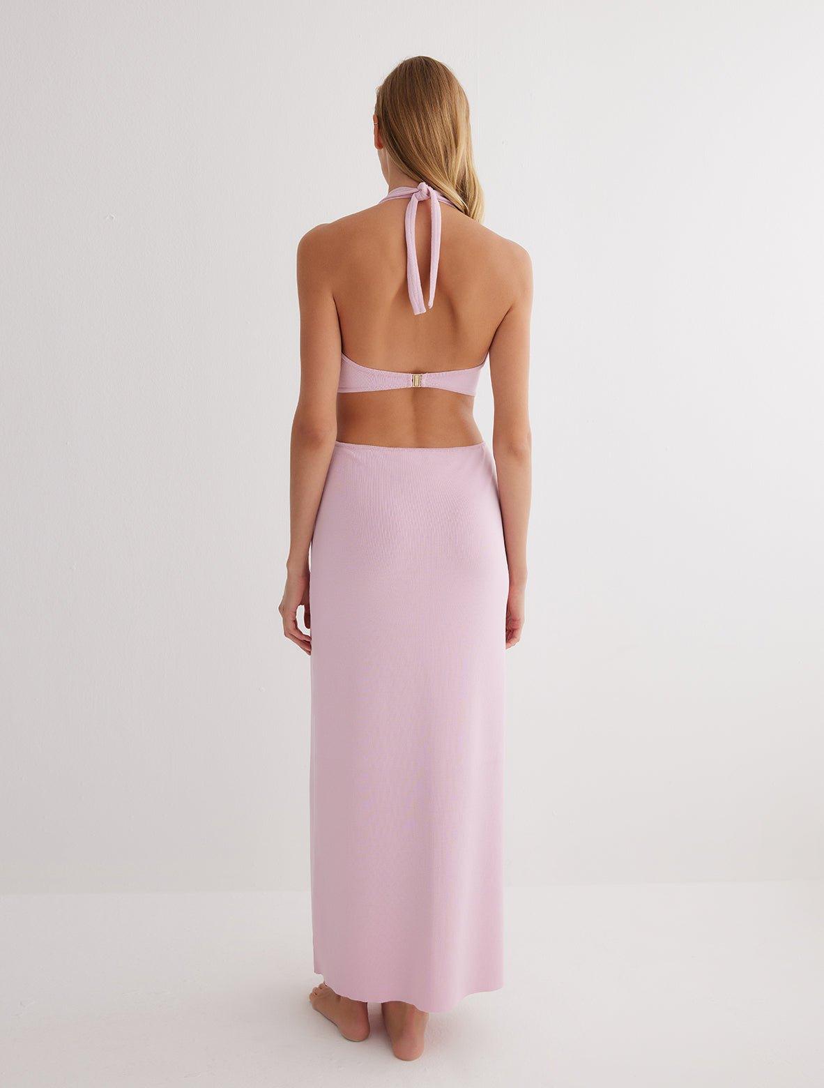 Clemence Pink Knitted Dress | Moeva | RTW Dresses | Each week unveils new pieces—luxury swimwear, fluid resort silhouettes, and elevated summer-to-evening essentials designed to carry you from coastal escapes to city nights.