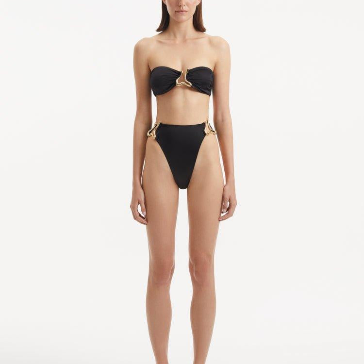 Clyde Black High Waist Satin Bikini Bottom | Moeva | Bikini Bottom | Each week unveils new pieces—luxury swimwear, fluid resort silhouettes, and elevated summer-to-evening essentials designed to carry you from coastal escapes to city nights.