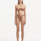 Front view of the Clyde Brown Bikini Top showcasing the bandeau style and gold sculpted accessory detail.