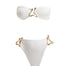 Decoupage view of Luxury Clyde White Bikini Set, detailing the premium Italian fabric and luxurious finish.