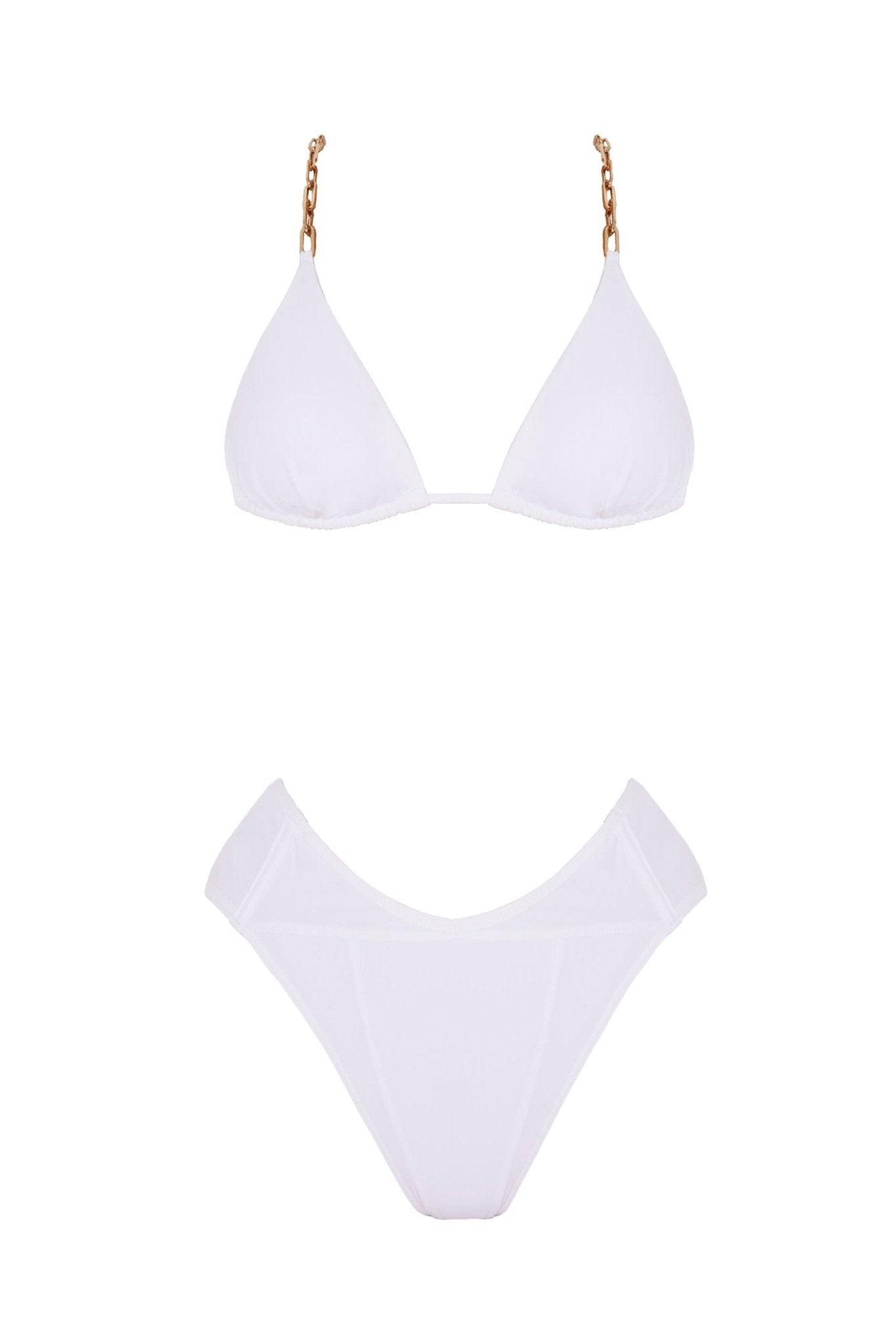 Como White Triangle High Waist Solid Bikini Set | Moeva | Bikini Set | Each week unveils new pieces—luxury swimwear, fluid resort silhouettes, and elevated summer-to-evening essentials designed to carry you from coastal escapes to city nights.