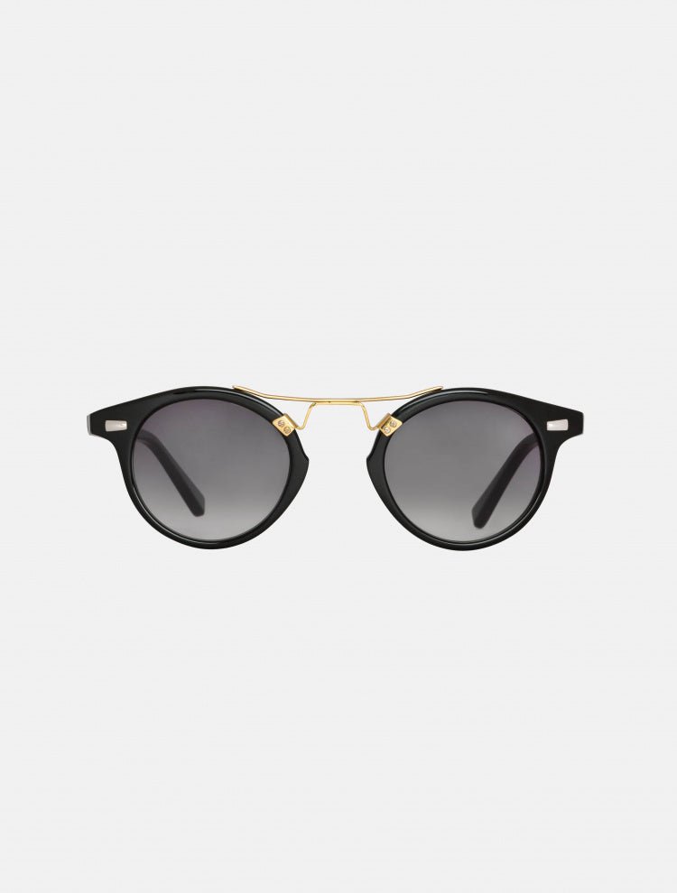 Cosmo Black/Smoke Round Shaped Sunglasses With Gold-Tone Metal Accents -Women Sunglasses Moeva