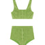 Front View of Daisy Green Kids Bikini - MOEVA Luxury Swimwear, Two Pieces, Square Neck, Fully Lined, MOEVA Luxury  Swimwear 