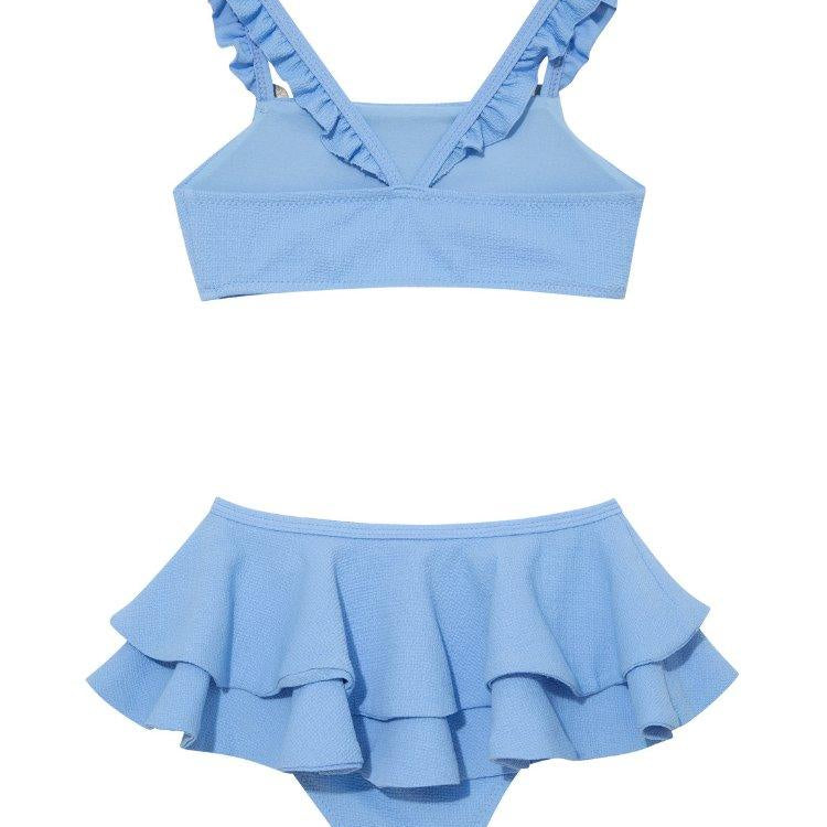 Dassy Baby Blue Ruffle Strap Kids Bikini Set with Layered Skirt | Moeva | Bikini Set | Each week unveils new pieces—luxury swimwear, fluid resort silhouettes, and elevated summer-to-evening essentials designed to carry you from coastal escapes to city nights.