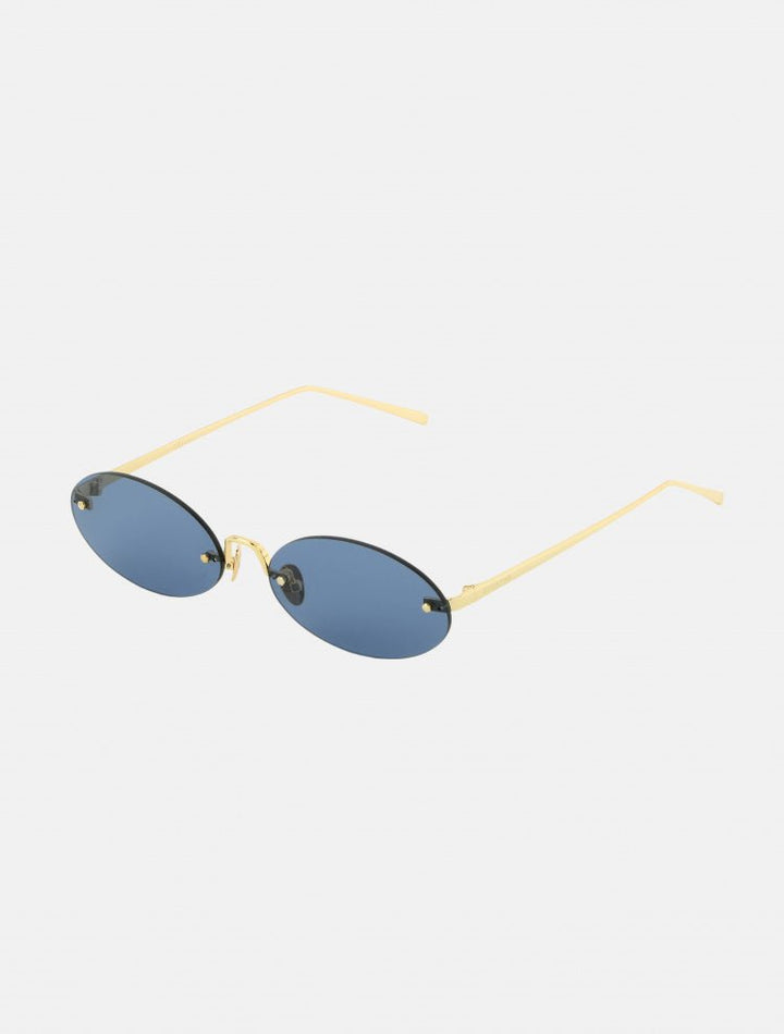 Front View of Duchamp Blue Sunglasses  - MOEVA Luxury  Swimwear, Eye 58 mm- Bridge 17 mm- Temple 145 mm, 100% UV protection, Made in Italy, Stainless Steel + Nylon Lenses, MOEVA Luxury  Swimwear     