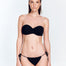 "Front view of the Dylan Shiny Black Bikini Top showcasing its bandeau design and molded cups."