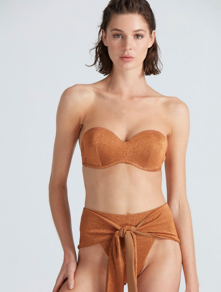 Dylan Shiny Orange Bikini Bottom -Bikini Top Moeva
