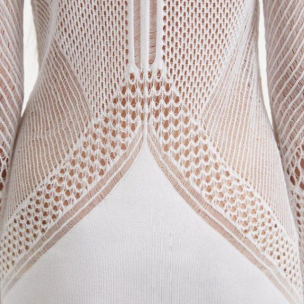 Burcu Esmersoy - Elba White Long Sleeve Knit Fringe Maxi Dress | Moeva | Dress | Each week unveils new pieces—luxury swimwear, fluid resort silhouettes, and elevated summer-to-evening essentials designed to carry you from coastal escapes to city nights.