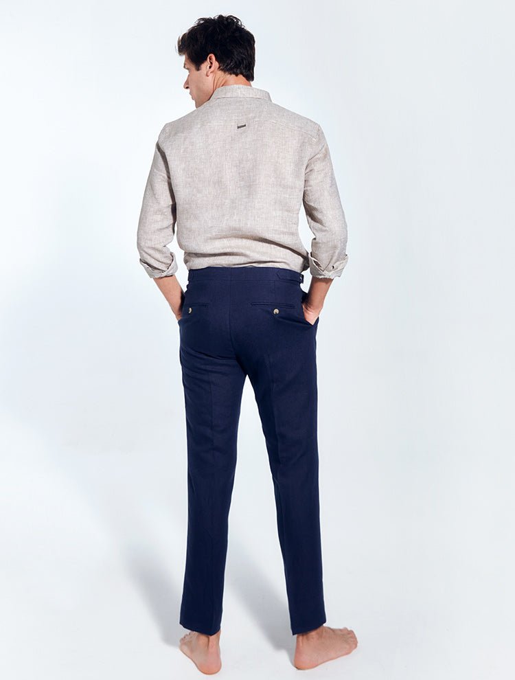 Enzo Dark Blue Pants - Mens Straight Leg Pants
