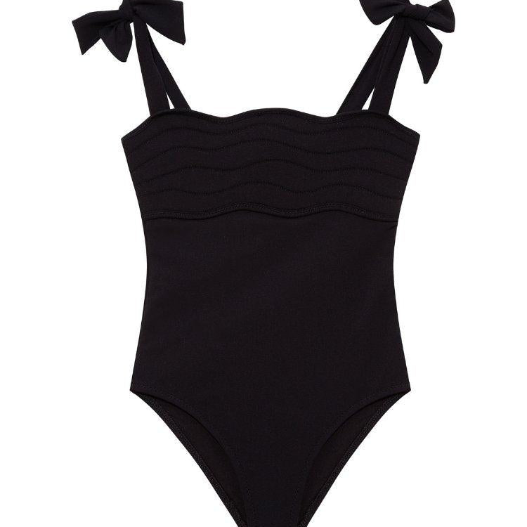 Everlee Black Kids Swimsuit with Bow Strap Detail | Moeva | Swimsuit | Each week unveils new pieces—luxury swimwear, fluid resort silhouettes, and elevated summer-to-evening essentials designed to carry you from coastal escapes to city nights.