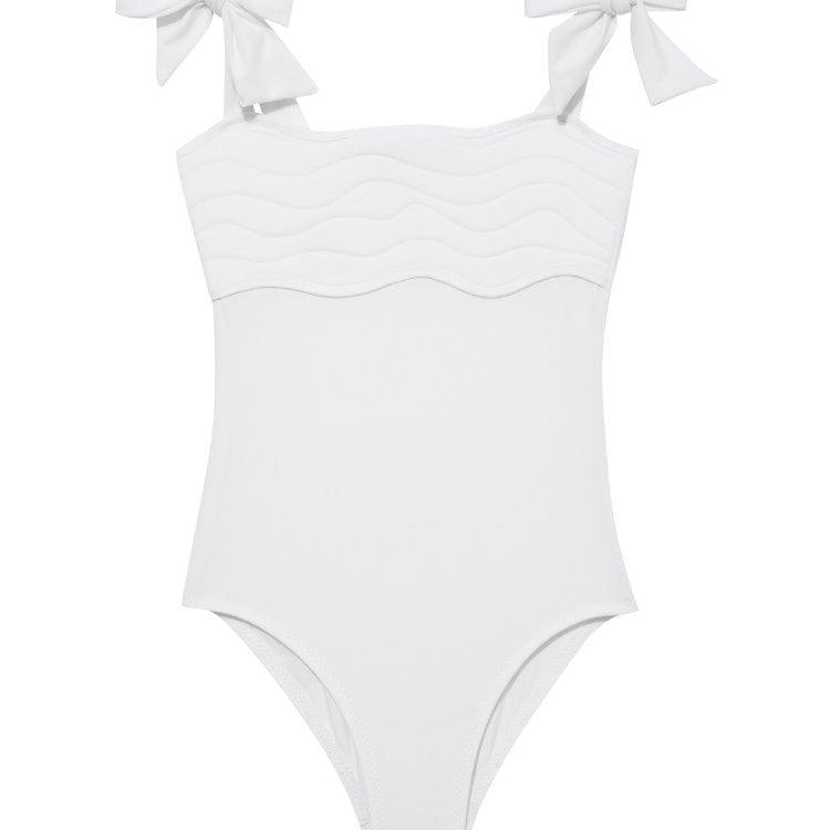 Everlee White Kids Swimsuit with Bow Strap Detail | Moeva | Swimsuit | Each week unveils new pieces—luxury swimwear, fluid resort silhouettes, and elevated summer-to-evening essentials designed to carry you from coastal escapes to city nights.