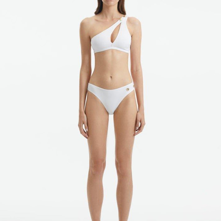 Eyre White Mid Coverage Textured Bikini Bottom | Moeva | Bikini Bottom | Each week unveils new pieces—luxury swimwear, fluid resort silhouettes, and elevated summer-to-evening essentials designed to carry you from coastal escapes to city nights.