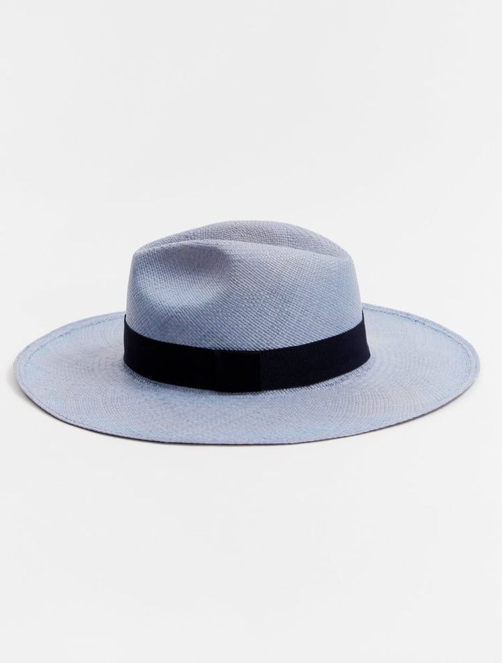 Ezra Blue/Dark Blue Straw Hat With Grosgrain-Trim -Women Hats Moeva