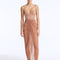 Front View: Model wearing Fern Bronze Skirt - Sheer Soft Fabric, Comfortable Maxi Skirt, High Waist, Ankle Length, MOEVA Luxury Beachwear